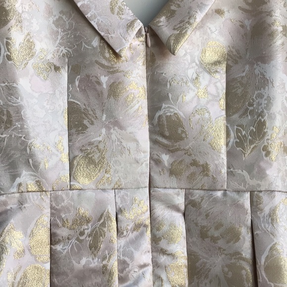 Tahari Samantha Blush light Gold Metallic Cocktail dress - Picture 12 of 16